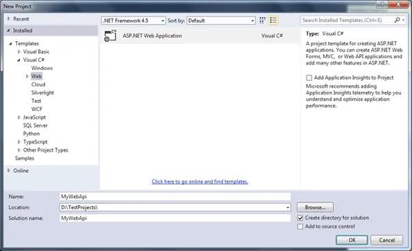 Create Web API project