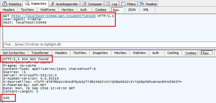 Web API Response in Fiddler