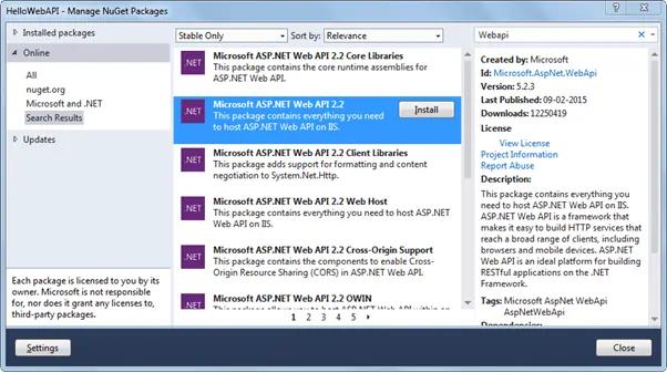 Install Web API Package