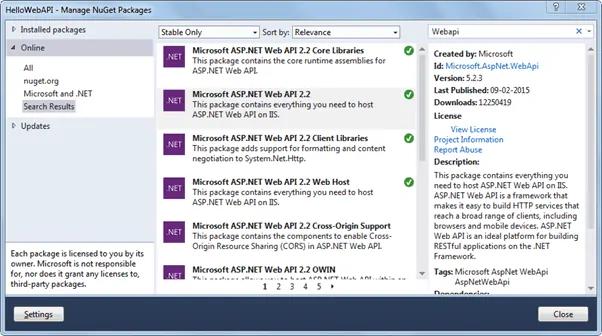 Web API Packages